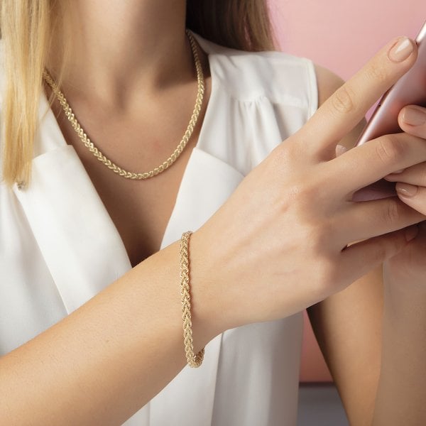 Ters Örgü Halat Kolye - 14 Ayar Altın Beyaz Altın