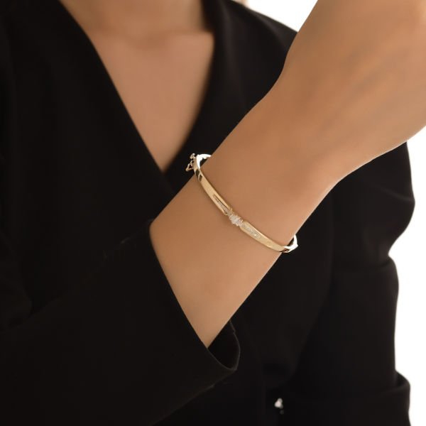 Fantezi Bilezik - 14 Ayar Altın Beyaz Altın