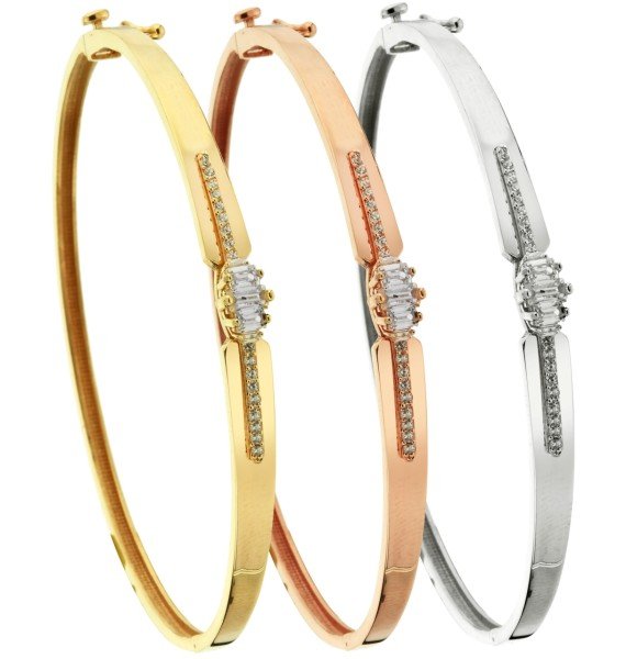 Fantezi Bilezik - 14 Ayar Altın Beyaz Altın