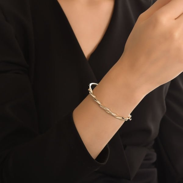 Fantezi Bilezik - 14 Ayar Altın Beyaz Altın