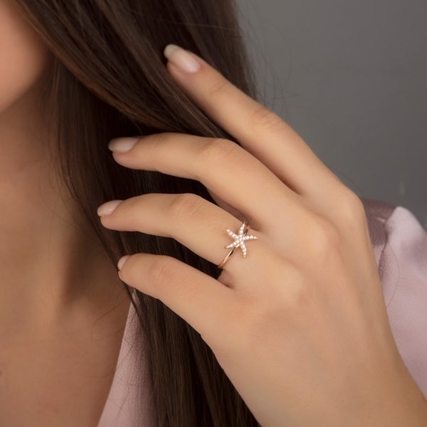 Deniz Yıldızı Yüzük (Taşlı)