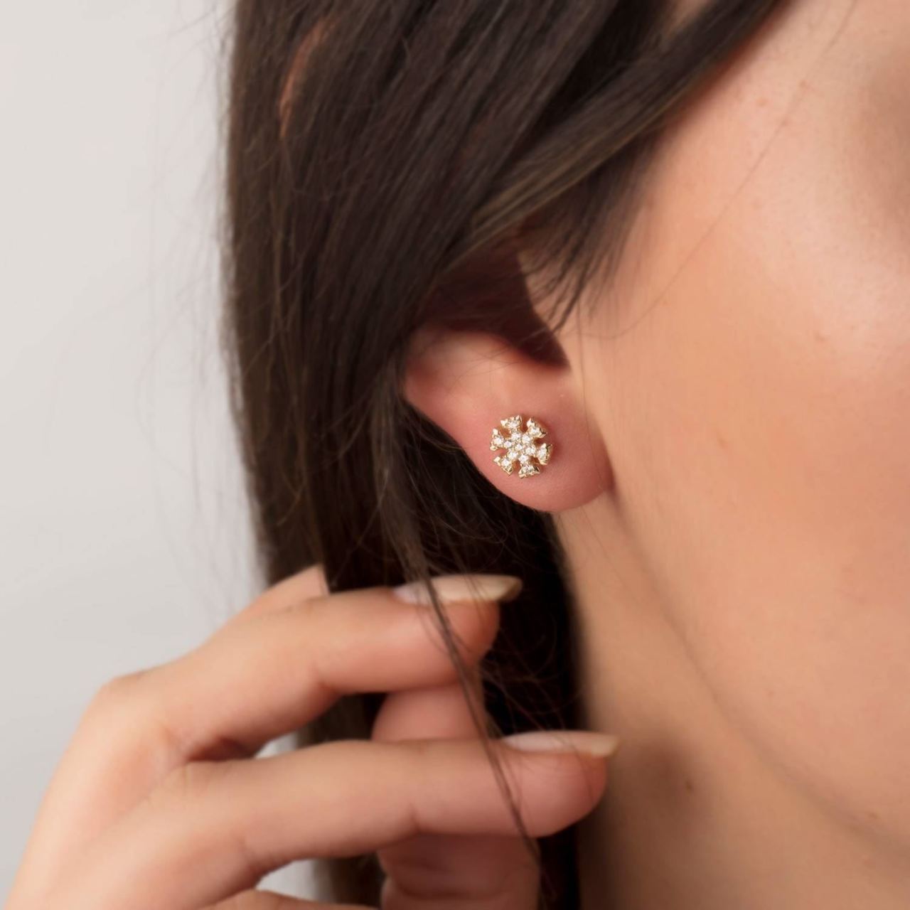 Kar Tanesi Küpe (Taşlı)