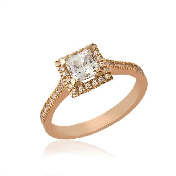 Kare Taşlı Elmas Yüzük